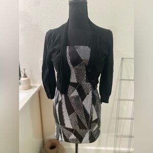 Women’s‎ Party Dress with Cardigan Size Small All Sequins Black Silver